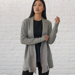CIRANA -- Gray Cardigan w/Long Cuffed Sleeves-Patterned & Hint of Butterfly Hem